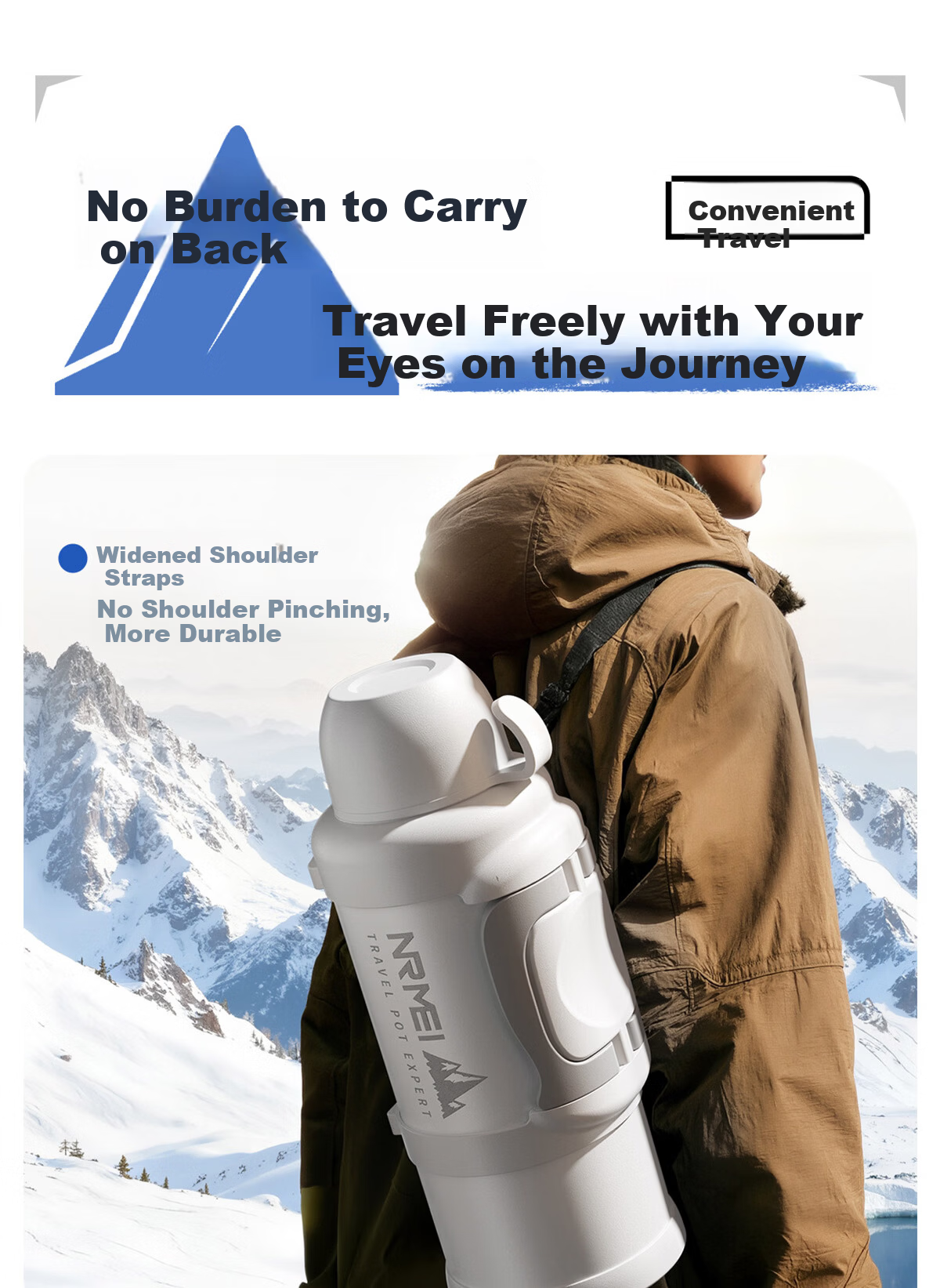 NRMEi Insulated Thermos Large Capacity 316 Stainless Steel Portable Car Outdoor Travel 72-Hour Long-Lasting Vacuum Flask 20