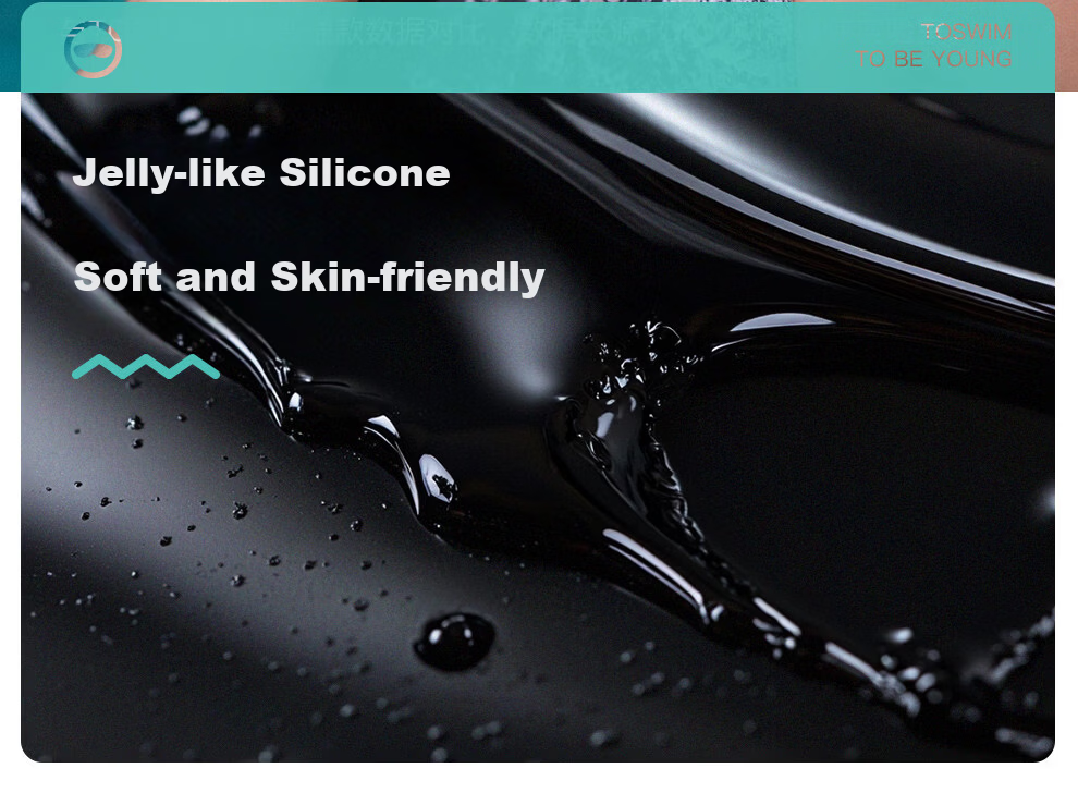 TOSWIM Eco-Friendly Silicone Swim Cap Comfortable Non-Tight Ear Protection Long Hair Waterproof Pool Swimming Cap Ink Shadow White Lettering 4