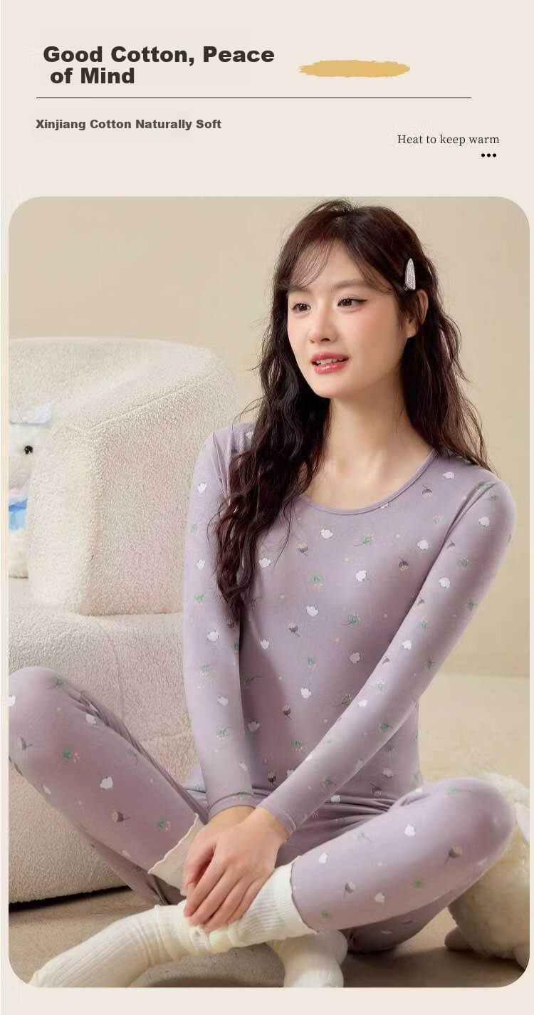 Zaisu Teen Cotton Thermal Underwear Set for Girls 10A Antibacterial Mite-Resistant Warm Innerwear Cotton Sweater 10