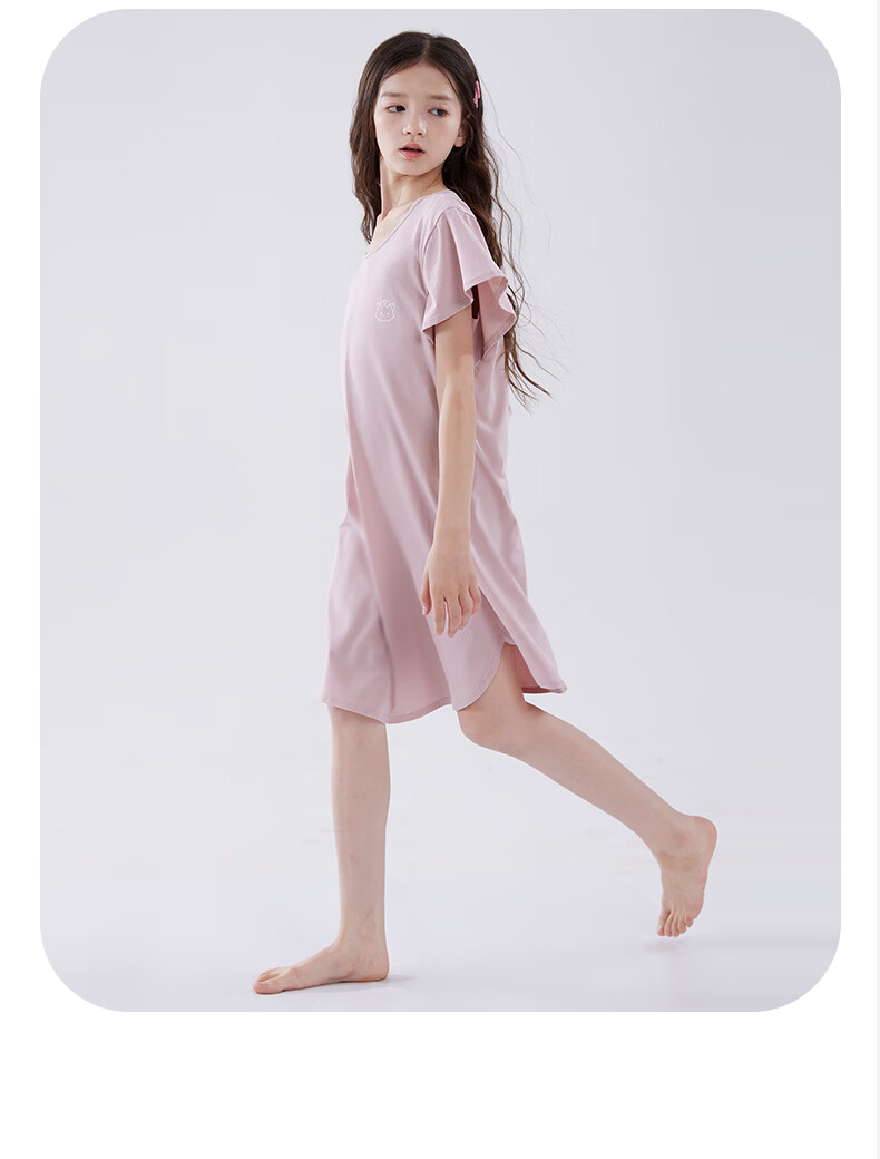 Disney Girls' Modal Nightgown Children's Summer Lightweight Pajamas Teen Air Conditioning Clothes 98114 Purple Size 130 19