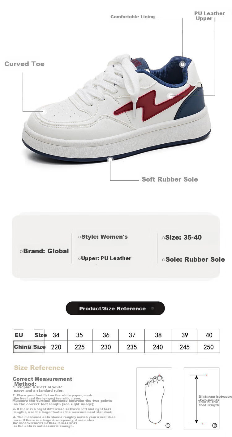 Global Lightning White Sneakers 2026 Spring Trendy Versatile Fashion Campus Lightweight Casual Women’s Ins Korean Style Shoes 7