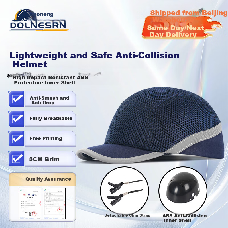 DOLNESRN Lightweight Breathable Anti-Collision Cap Full Mesh Duckbill Work Hat Lightweight Labor Protection Helmet Anti-Smash Anti-Collision Workshop Summer Navy Blue Safety Helmet Upgraded Full Mesh 