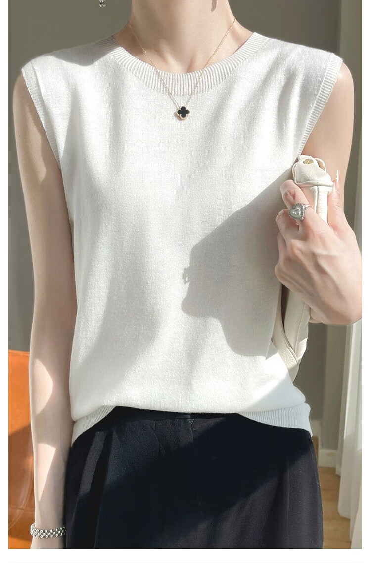 Urban Beauty Women's Summer Vest Loose Knit Outerwear Round Neck Slimming Sleeveless Top T-Shirt 6