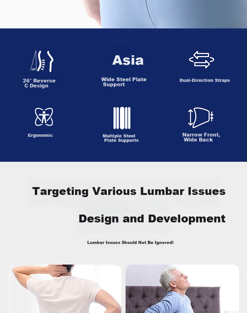 Bamaier Medical Lumbar Support Belt Herniated Disc Lumbar Spine Brace Widened Steel Plate Support for Lumbar Muscle Strain Postoperative Use 2