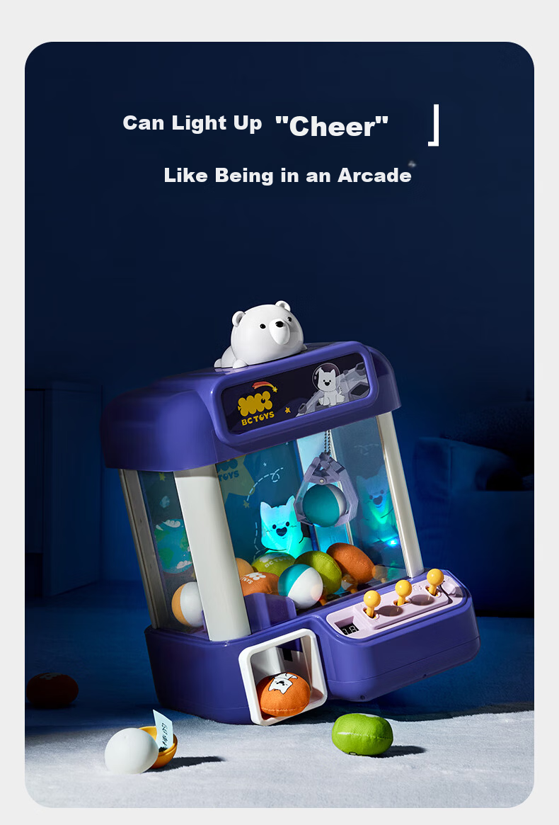 Babycare Fun Claw Machine Toy for Kids 3-6 Years Old Plush Doll Capsule Toy Gift for Boys and Girls - Blue 3