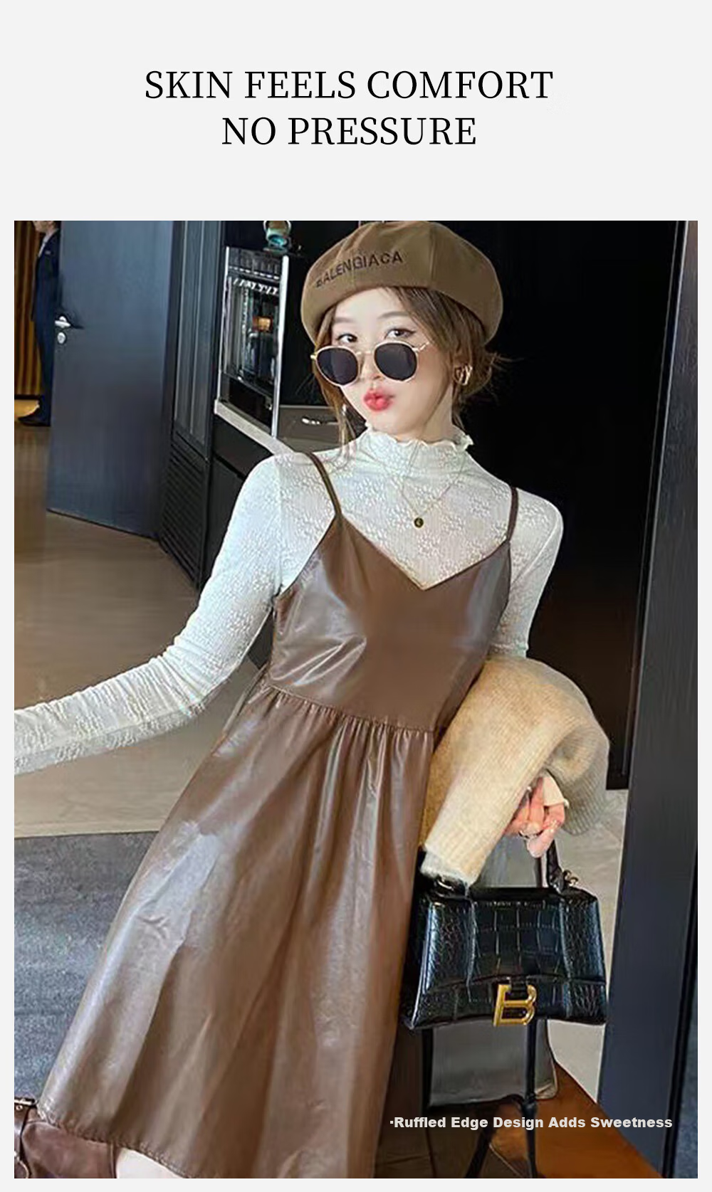 Modal Lace Base Layer Top for Women 2026 New Fleece Thickened Autumn Winter Half Turtleneck White Mesh Shirt White 3