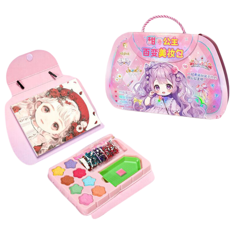 JEPPE Princess Makeup Bag Handmade DIY Quiet Book Dress-Up Stickers Children's Makeup Toy Ages 3-8 Children's Day Gift
