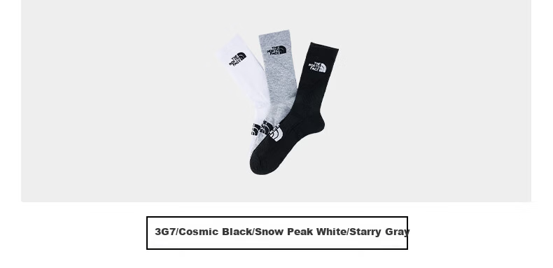 The North Face Mid-Calf Sports Socks Unisex Outdoor Breathable 3-Pack 8AMY Black/White/Gray/3G7 M 4