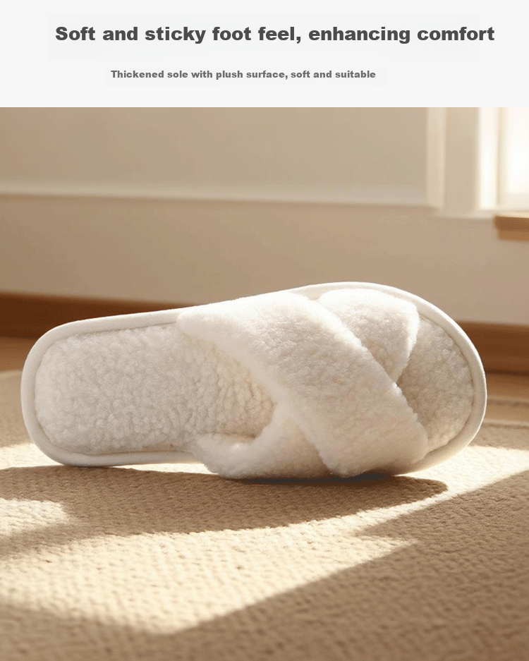 XGGC Cross Fuzzy Slippers Spring Autumn Indoor Couples Home Open Toe Ins Plush Cotton Slippers Pink 36-37 6