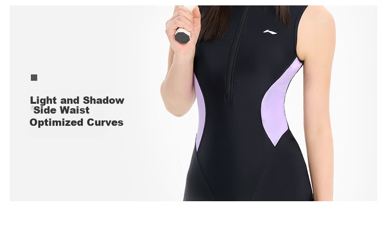 LI-NING Women's Premium 2026 New One-Piece Square-Leg Specialized Sun-Protective Racing Swimsuit 1332 Deep Purple XL 22