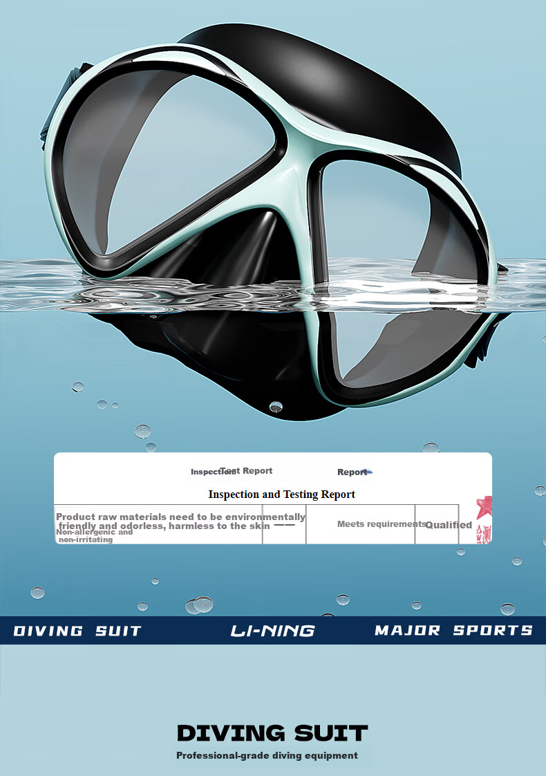 LI-NING Full Dry Snorkel Mask Anti-Fog Diving Goggles Adult Snorkeling Swimming Gear Black Green 11