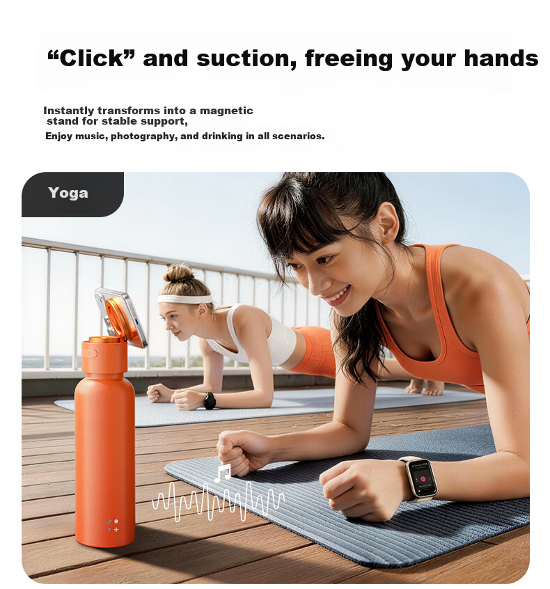 MOMAX Wireless Magnetic Music Thermos Speaker Cup - Waterproof Portable Bluetooth Speaker Water Bottle for Indoor Outdoor Sports, Creative Gift for Couples and Friends 4