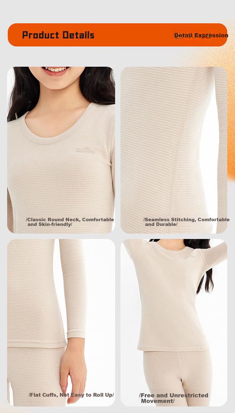 Dingguagua Youth Boys and Girls Thermal Underwear Set Autumn Winter Warm Long Johns for Middle and High School Students 11