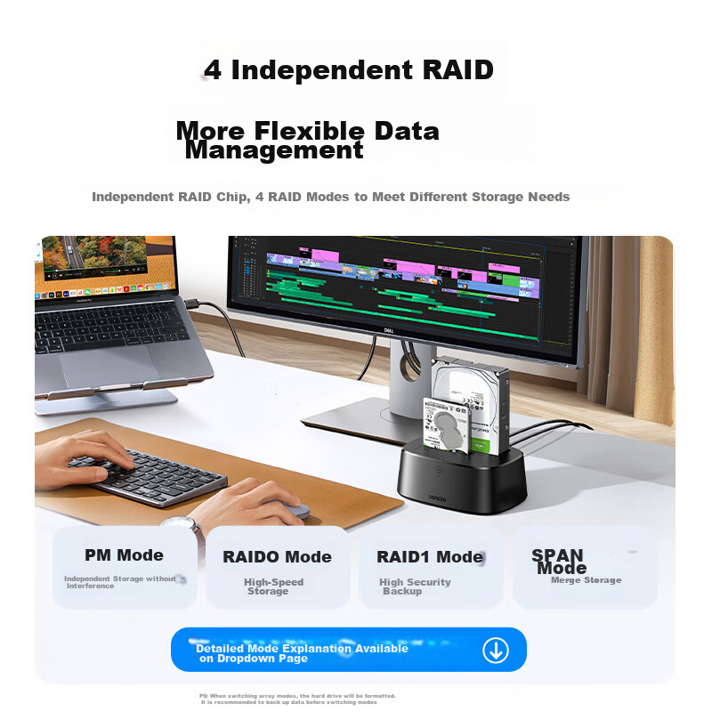 UGREEN Disk Array Hard Drive Enclosure, Multi-Bay Hard Drive Chassis (With RAID Storage), Universal 2.5/3.5-Inch SATA Serial Mechanical And Solid State Hard Drive Storage Rack