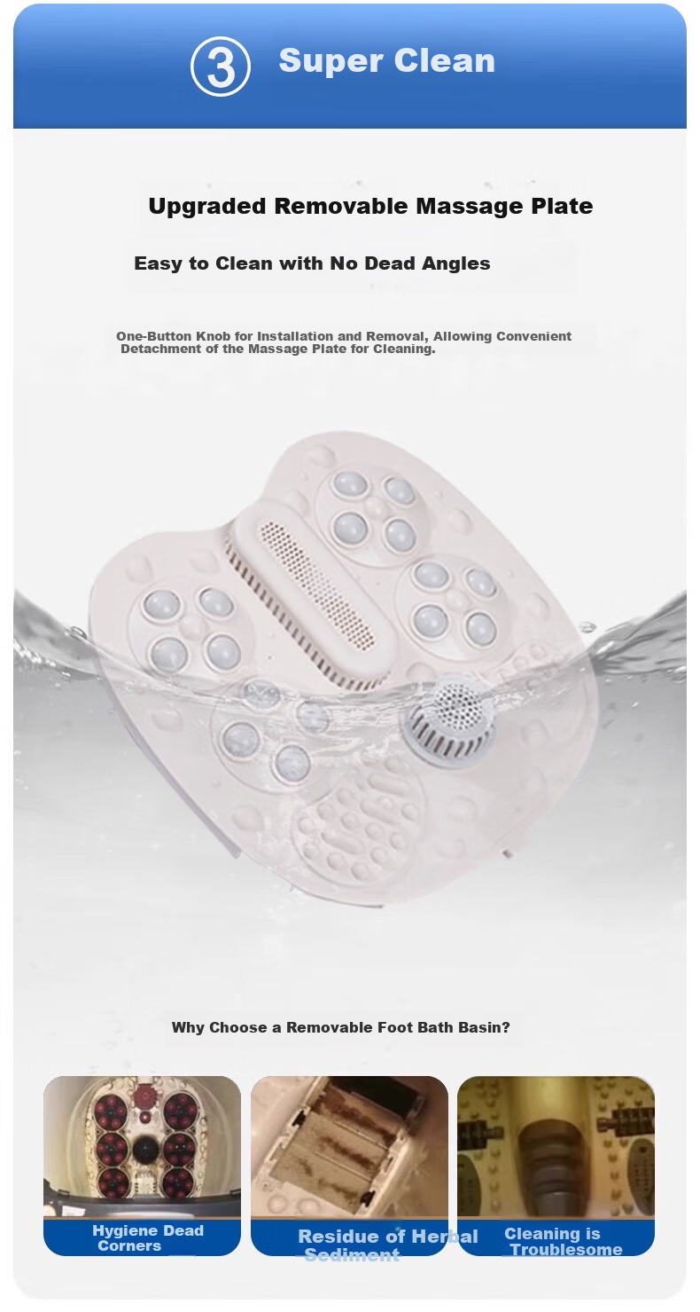 MIAOJIE Z7 Foot Soaking Tub with Moxa Heat Pad, Fully Automatic Constant Temperature Heating, Electric Massage Foot Bath, Smart UV Sterilization, Calf Washing Tub for Men and Women, Gold 12