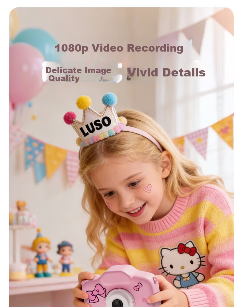 MAQUCC Kids Camera for Photography 6-10 Years Birthday Gift Student Girls 7-14 Years Hello Kitty Toy Practical Party Favor 8-12 14