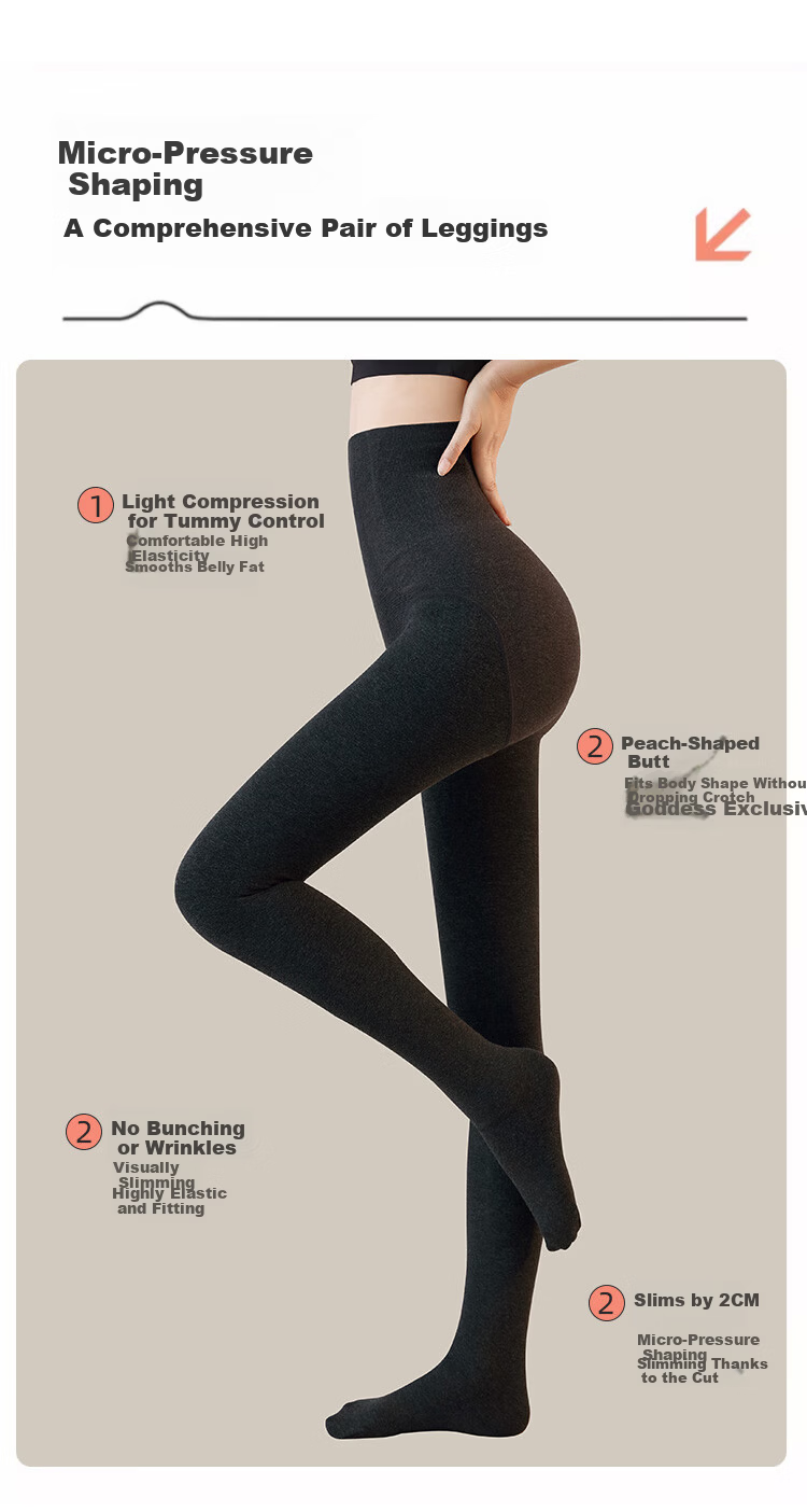 GRACEWELL Women's High-Waist Herringbone Shaping Seamless Thermal Leggings Fleece-Lined Slimming Tights for Autumn and Winter 7