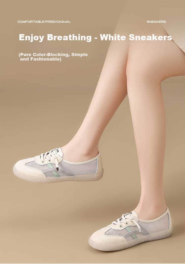 ZHR Women's Summer Mesh Soft Sole Casual Sneakers Versatile Breathable Flat German Training Shoes A67PE Beige Gray Size 40 1