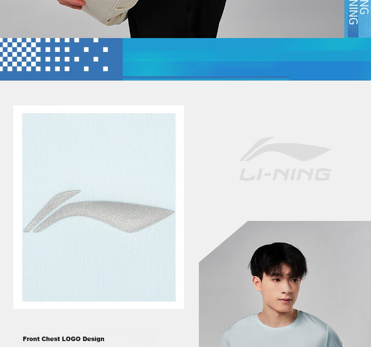 LI-NING Men's Lightweight Quick-Dry Breathable Short Sleeve T-Shirt Summer Fashion Versatile Sportswear Comfortable Casual Sports Top 9