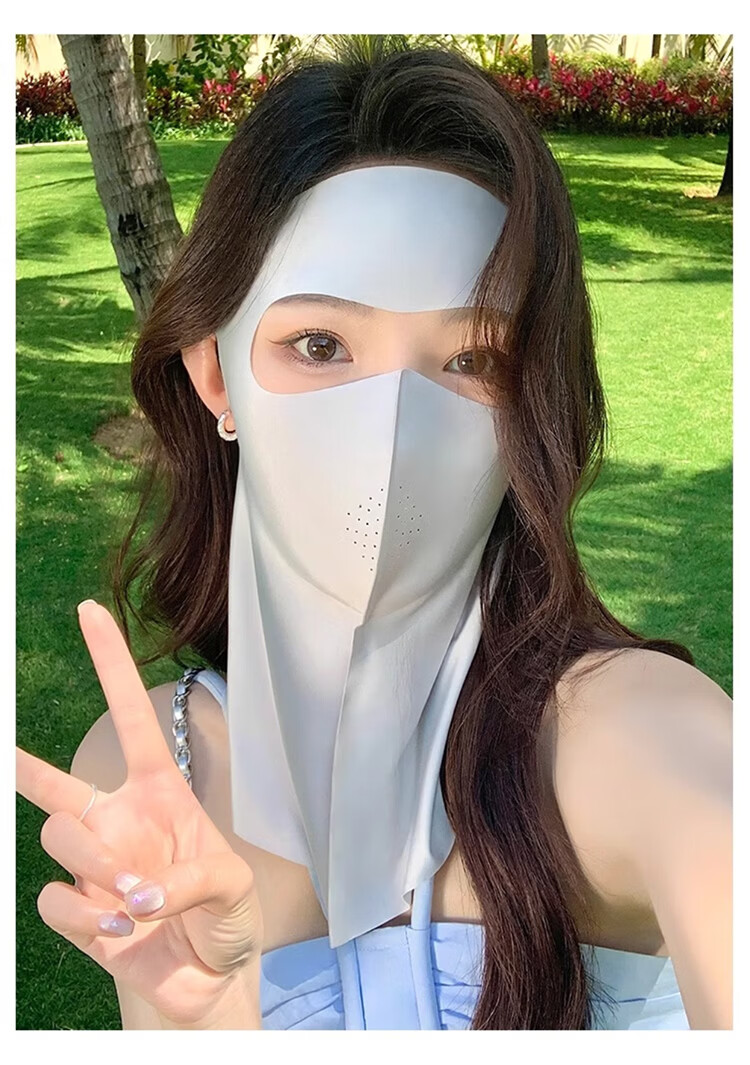 Dusenna Sunscreen Face Mask Unisex Ice Silk UV Protection 3D Sunshade Breathable Eye Protection for Running and Cycling 7