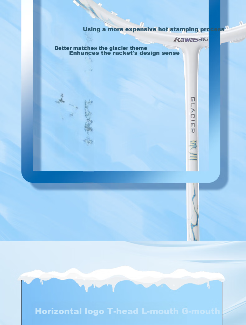 KAWASAKI Glacier Carbon Fiber Ultra-Light 5U Offensive Badminton Racket Single Gift Box Blue 6