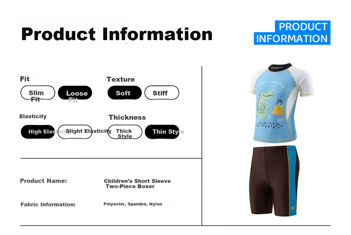 361° Children's Swimwear, Boys' Two-Piece Swimsuit for Young And Older Kids, Swimming Trunks Set, Student Sports Hot Spring Swimwear 10