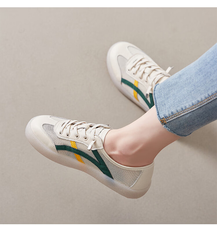 ZHR Women's Shoes, Summer New Style Mesh Breathable White Sneakers, Genuine Leather Training Sports Shoes for Women, A67E White Blue Size 37 28