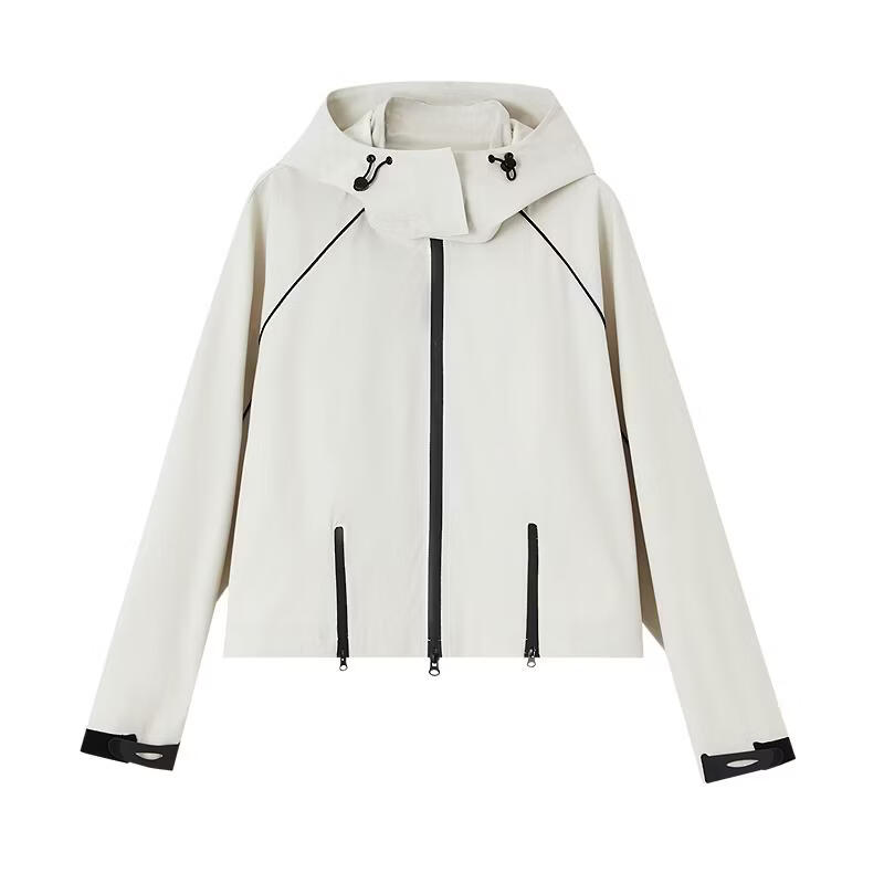Demana [Three-Proof Black Technology] Spring Mountain Series Detachable Hood Color-Block Short Decorative Zipper Loose Women's Jacket