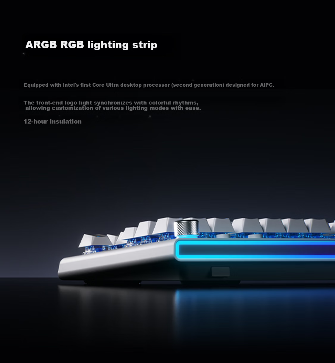 AUSDOM A87pro Wireless Mechanical Keyboard Dual 8K Low Latency Metal Knob Gaming Tri-Mode Semi-Aluminum Floating Structure RGB Lighting 87 Keys TTC Brother V2 Switches - Gray 7
