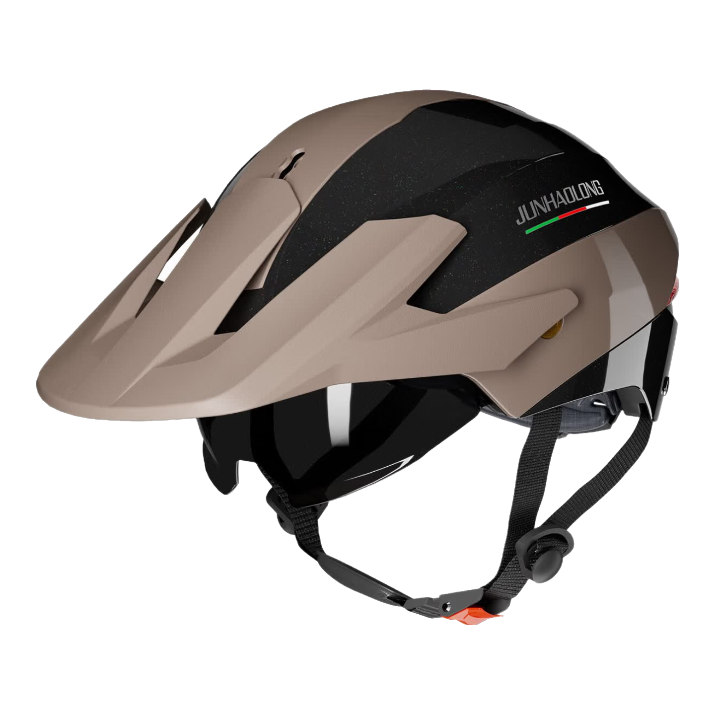 JUNHAOLONG Electric Motorcycle Helmet 3C Certified Class A Riding Safety Helmet Extended Visor Summer Unisex Helmet Glossy Black