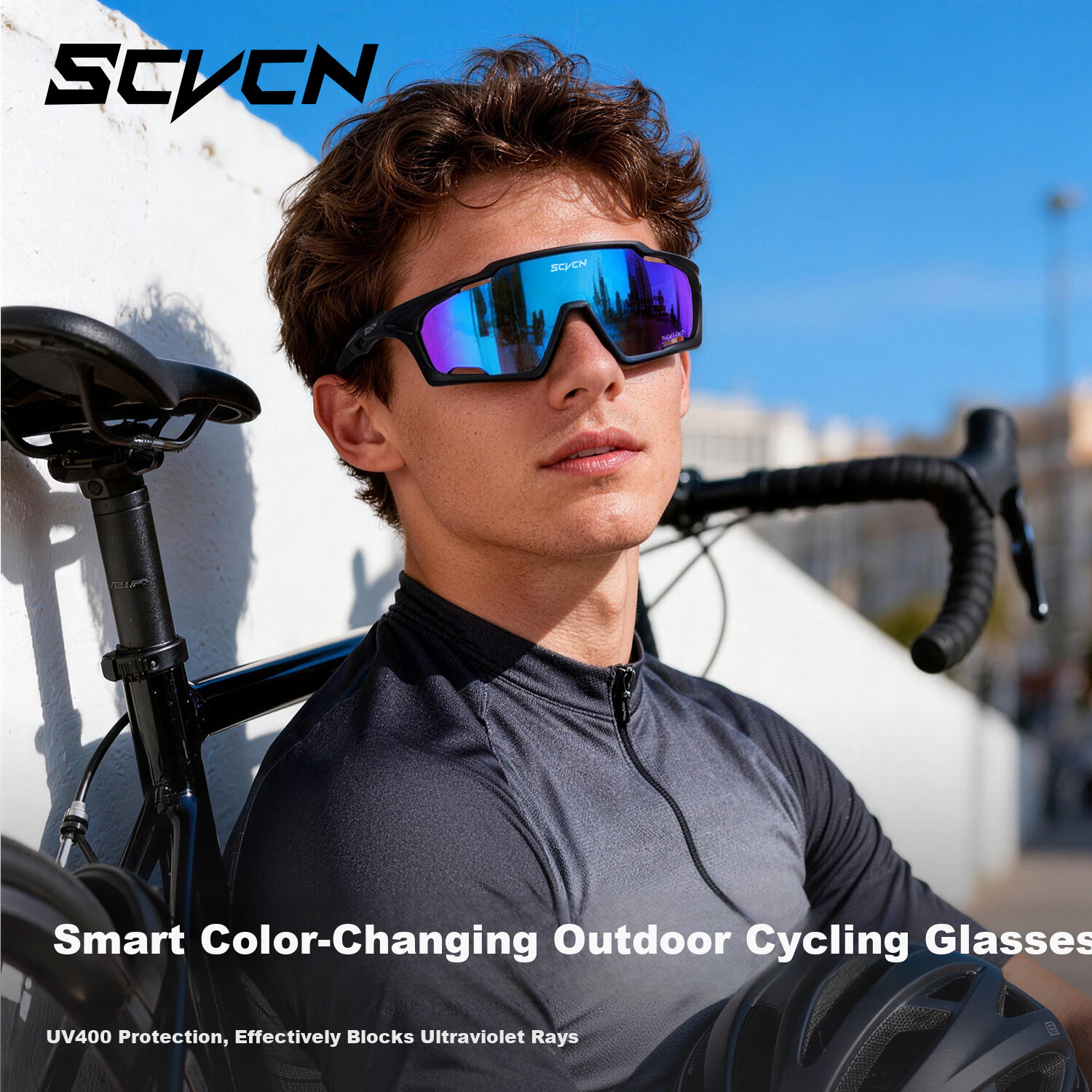 SCVCN Cycling Glasses Photochromic Road Bike Professional Windproof Sports Prescription Day and Night Unisex