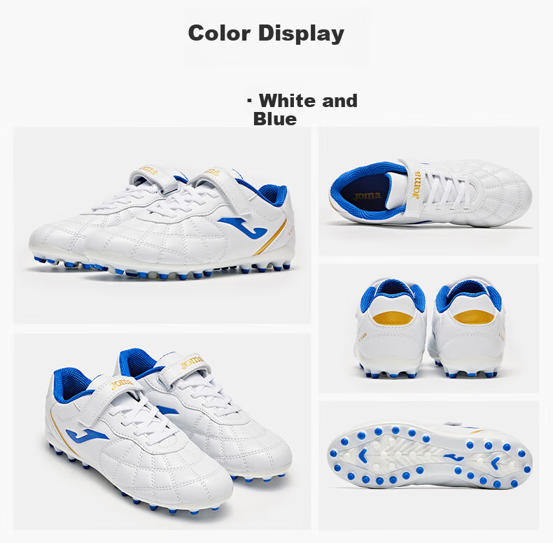 JOMA 2025 New Magic Tape Children's Soccer Shoes MG Short Studs Youth Student Training Shoes Light Blue/Dark Blue Size 36 15