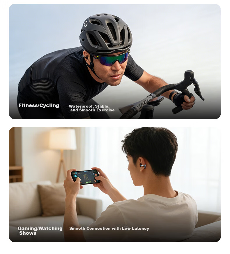 Nsve Nengzhi SE2 [2026 Latest Model | Harman Kardon Level] Bluetooth Clip-On Bone Conduction Open Wireless Non-In-Ear Sports Noise Cancelling Earphones for Apple 11