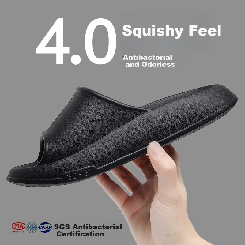 XGGC Men's Indoor Non-Slip Bathroom EVA Thick Sole Slippers, Women's Summer Black Size 42-43