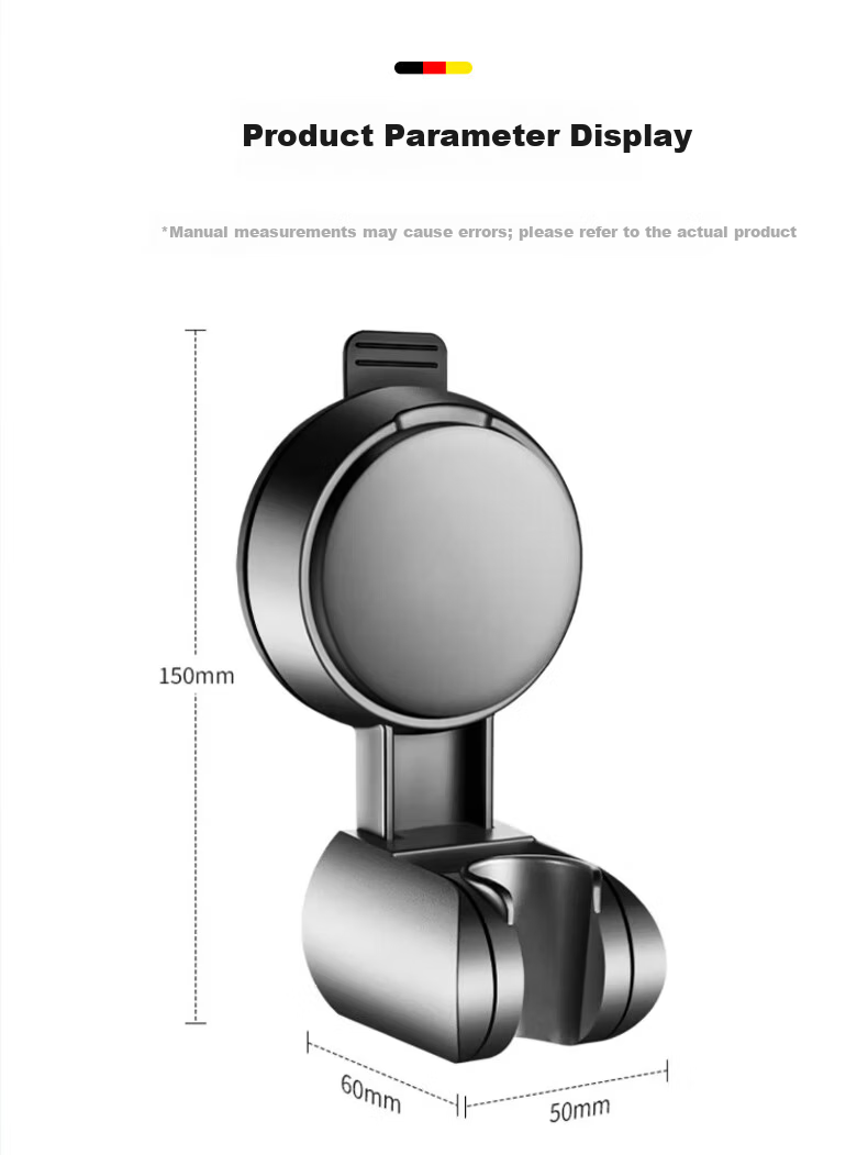 HOMK German No-Drill Suction Cup Shower Holder Adjustable Universal Bathroom Shower Base 18