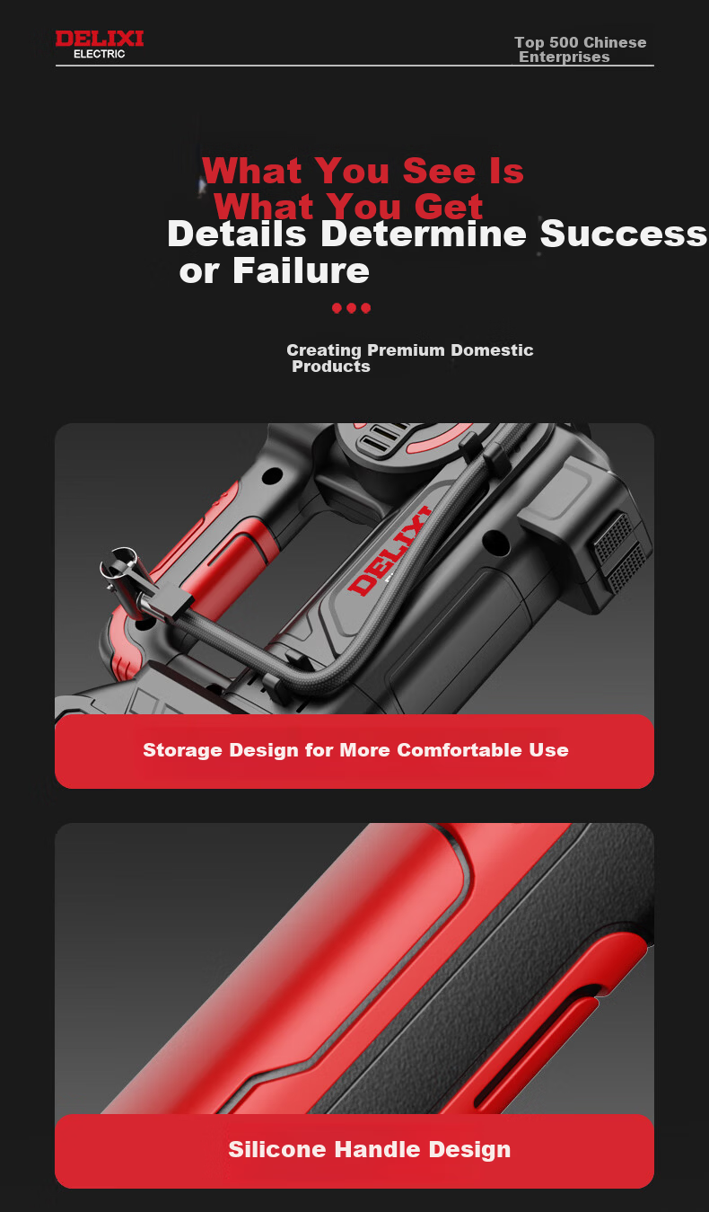 DELIXI ELECTRIC 12V Car Emergency Jump Starter Power Bank with Built-in Air Compressor and Strong Battery Boost 14