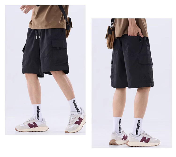 JEEP Men's Summer Ice Silk Casual Cargo Shorts Loose Quick-Dry Sports Five-Point Pants Dark Gray XL 19