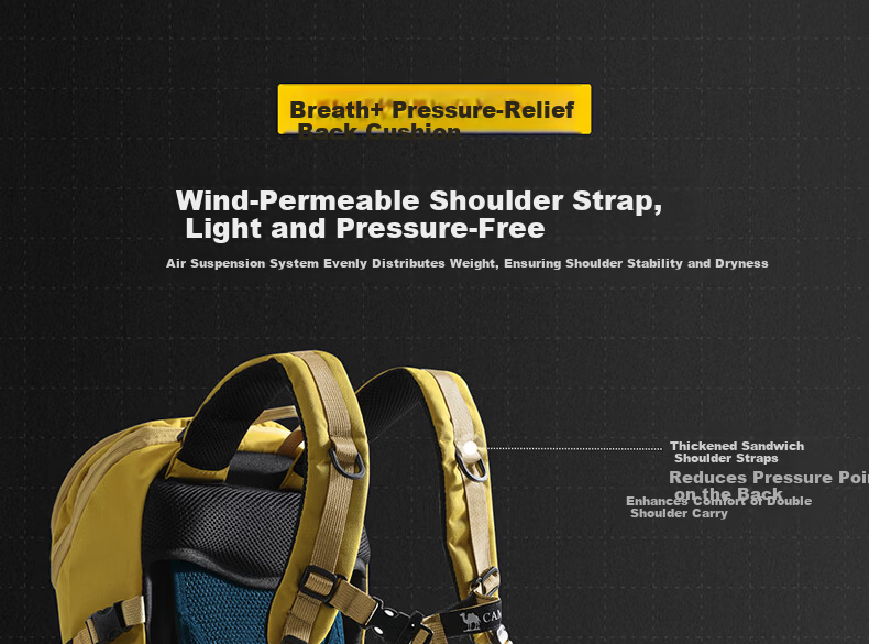 CAMEL Mountain Habitat Professional Mountaineering Backpack Large Capacity Outdoor Hiking Travel Lightweight Double Shoulder Bag 575B741057A 7