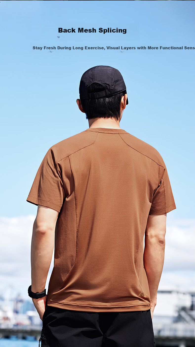 Kolumb Outdoor T-Shirt Summer Men's Quick-Dry Short Sleeve Mesh Sweat-Wicking Moisture Absorption Half Sleeve Crew Neck Sports T-Shirt Tranquil White L 7