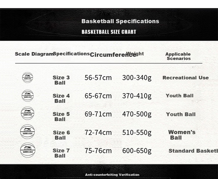 LI-NING Basketball Kids 6-12 Years Indoor Outdoor Blue White Youth Size 5 Basketball 099-1 15