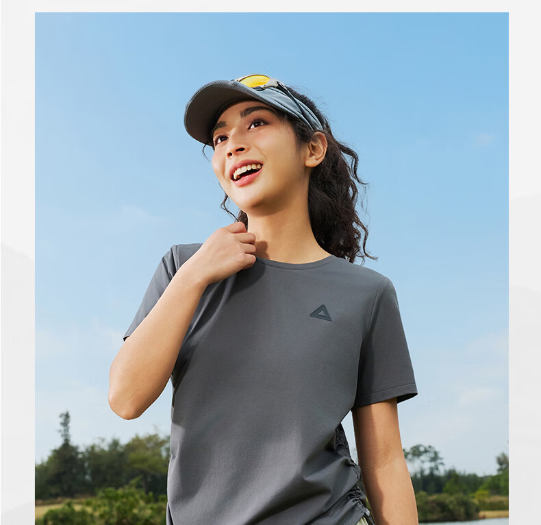 Peak Quick-Dry Short Sleeve Women's Summer Loose Breathable Sun Protection Waist-Cinching Casual T-Shirt Outdoor Sports Running Shirt DF662142 17