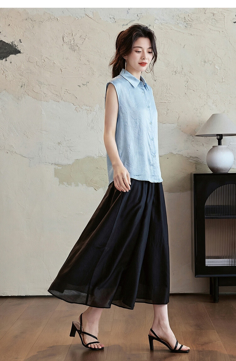 Demana Smooth 100 Acetate Summer Luxury Style Wide Collar Broad Shoulder Shirt Elegant High-End Women's Blouse 21
