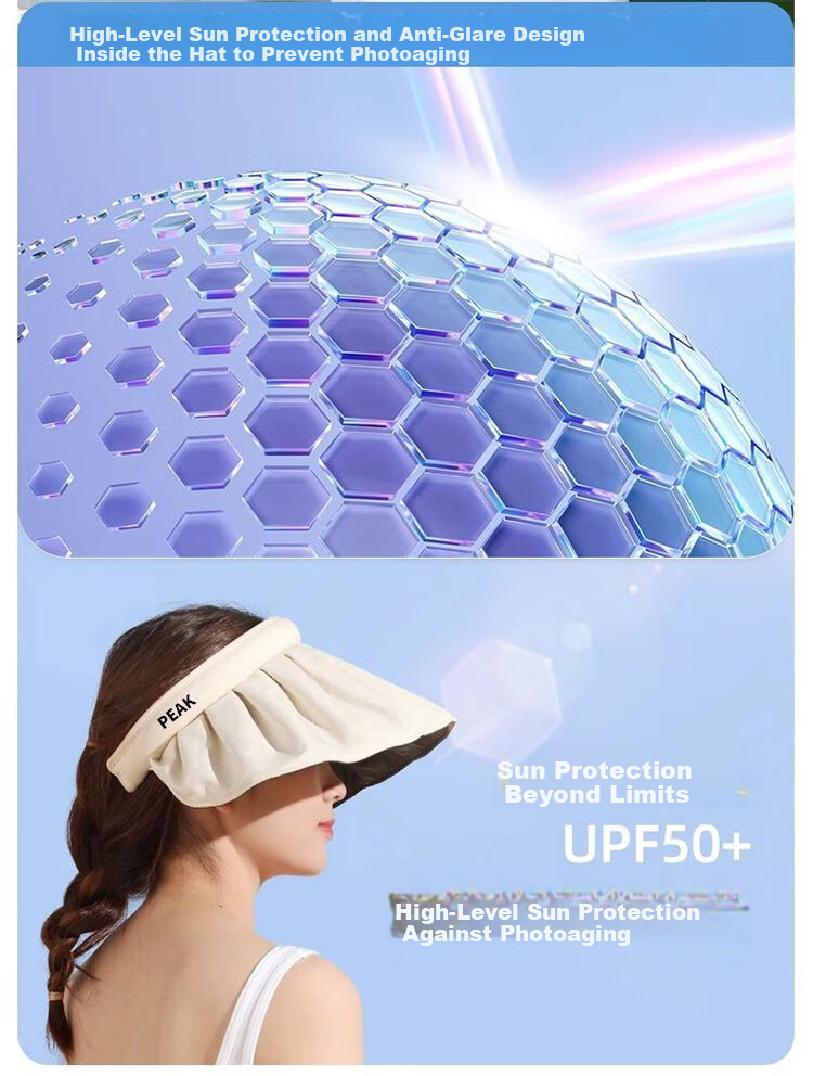 Peak UV Protection Sun Hat Couple Spring Summer Outdoor Running Anti-UV Shell Cap Open-Top Headband Dual-Use Foldable 5