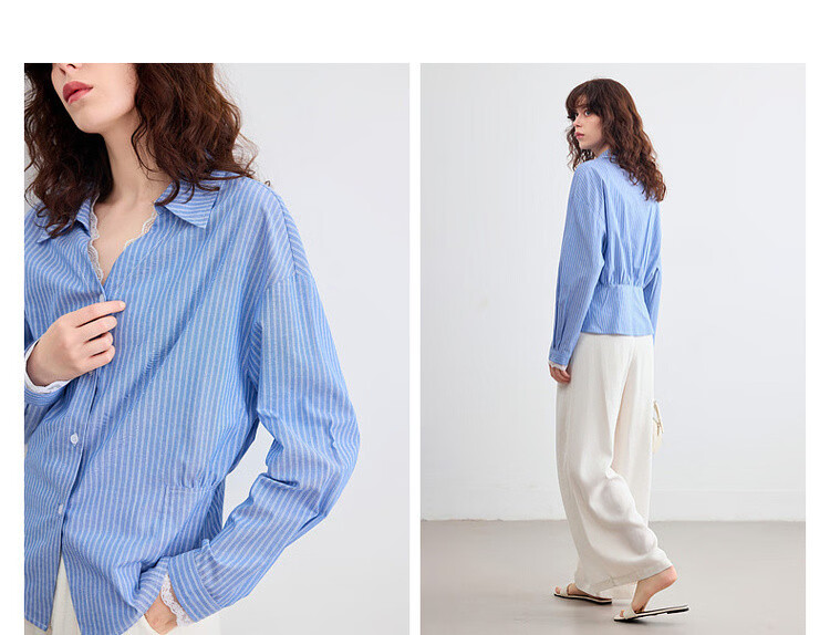 Demana Minimalist French Lace Collar Slim Fit Short Shirt for Women Spring Cloud Cotton 11
