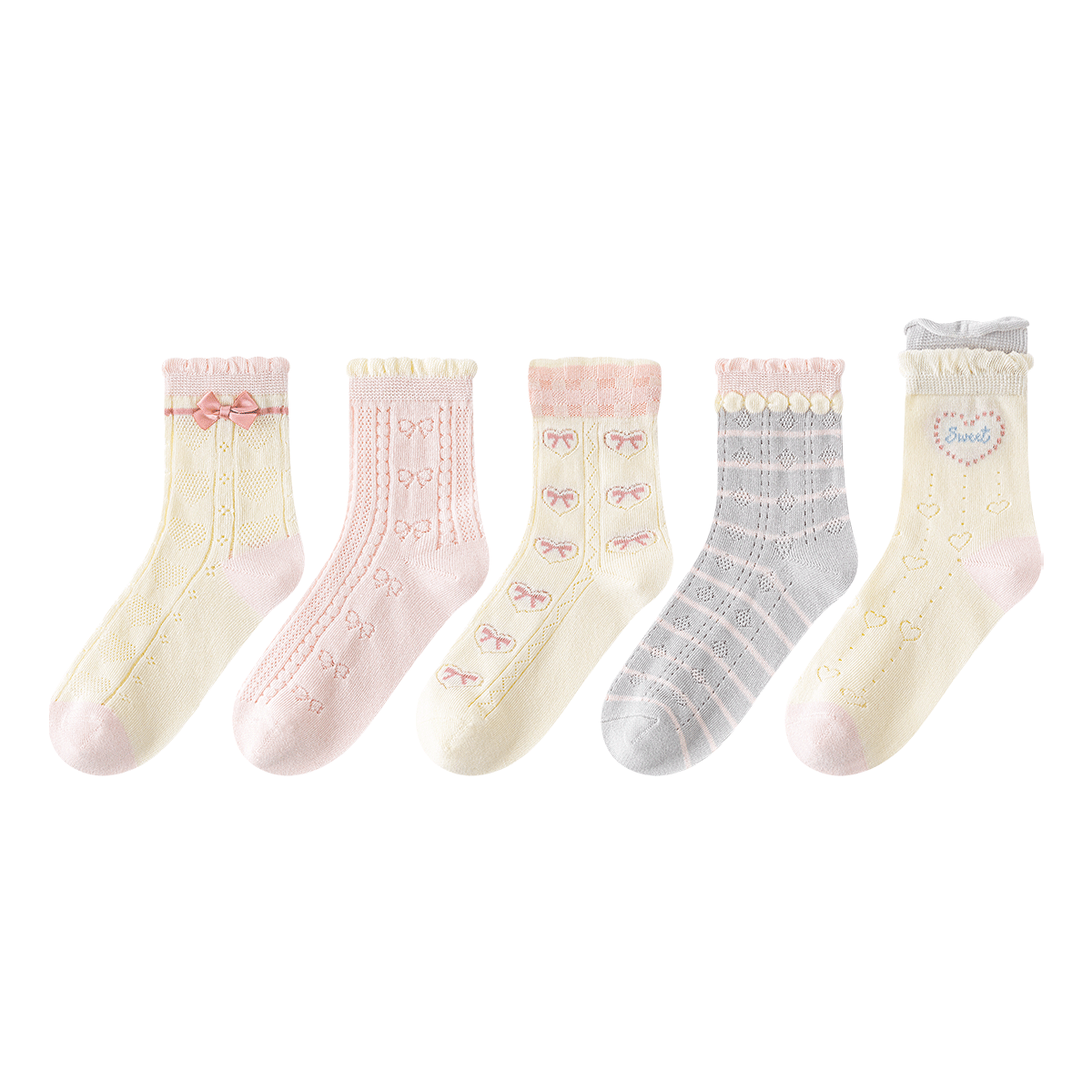 Deesha Princess Pink Summer Mesh Breathable Lightweight Girls Socks A-Class Xinjiang Long-Staple Cotton for Older Girls