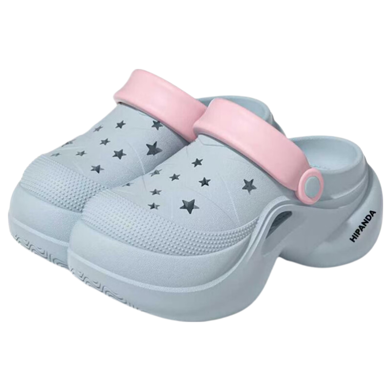 HIPANDA Women's Outdoor Hole Shoes Non-Slip EVA Summer Fashion Thick Sole Height Increasing Mary Jane Closed-Toe Slippers