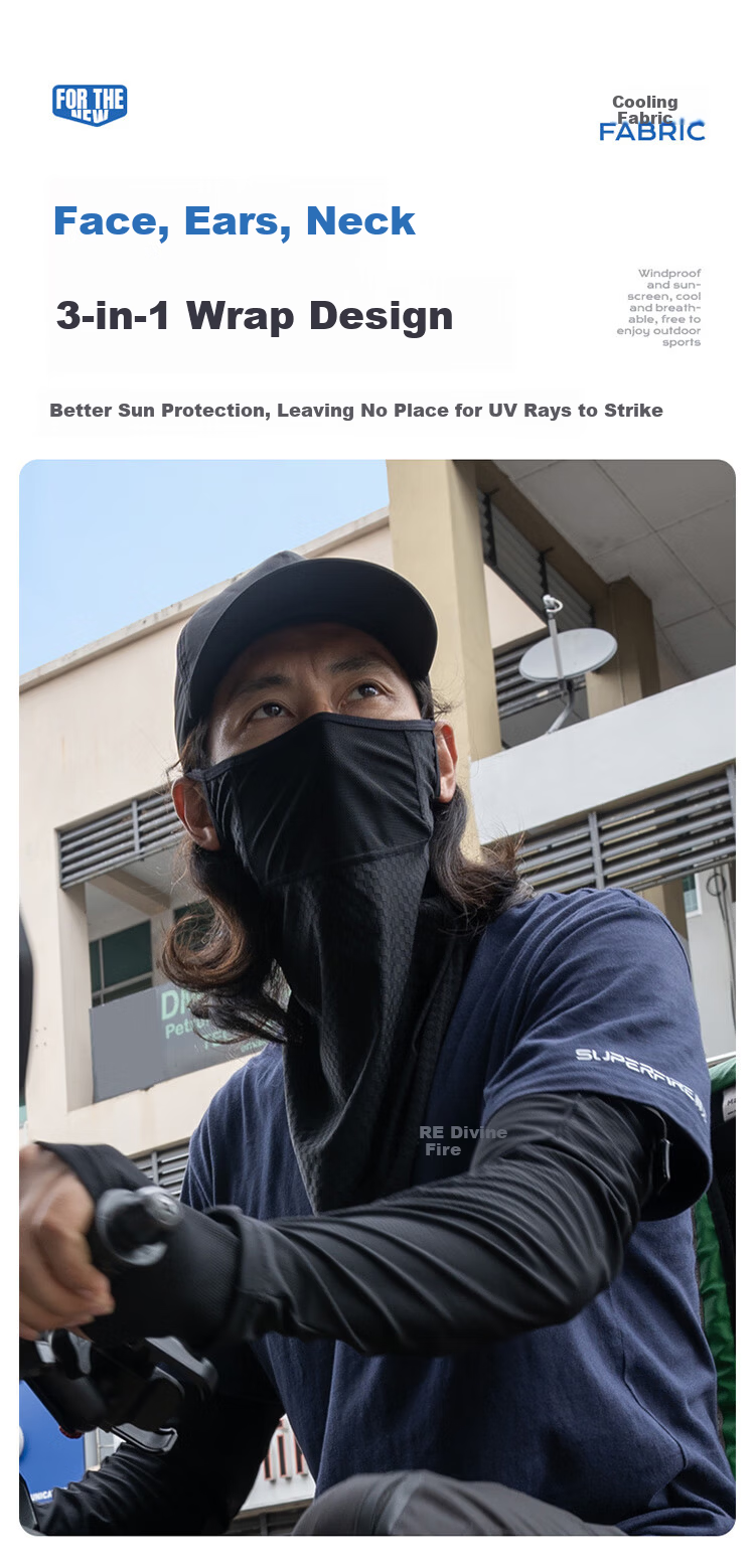 SupFire Tactical Sun Protection Face Mask Ear-Hook Headscarf Neck Gaiter for Men Windproof Dustproof Breathable Cycling Outdoor Face Cover 17
