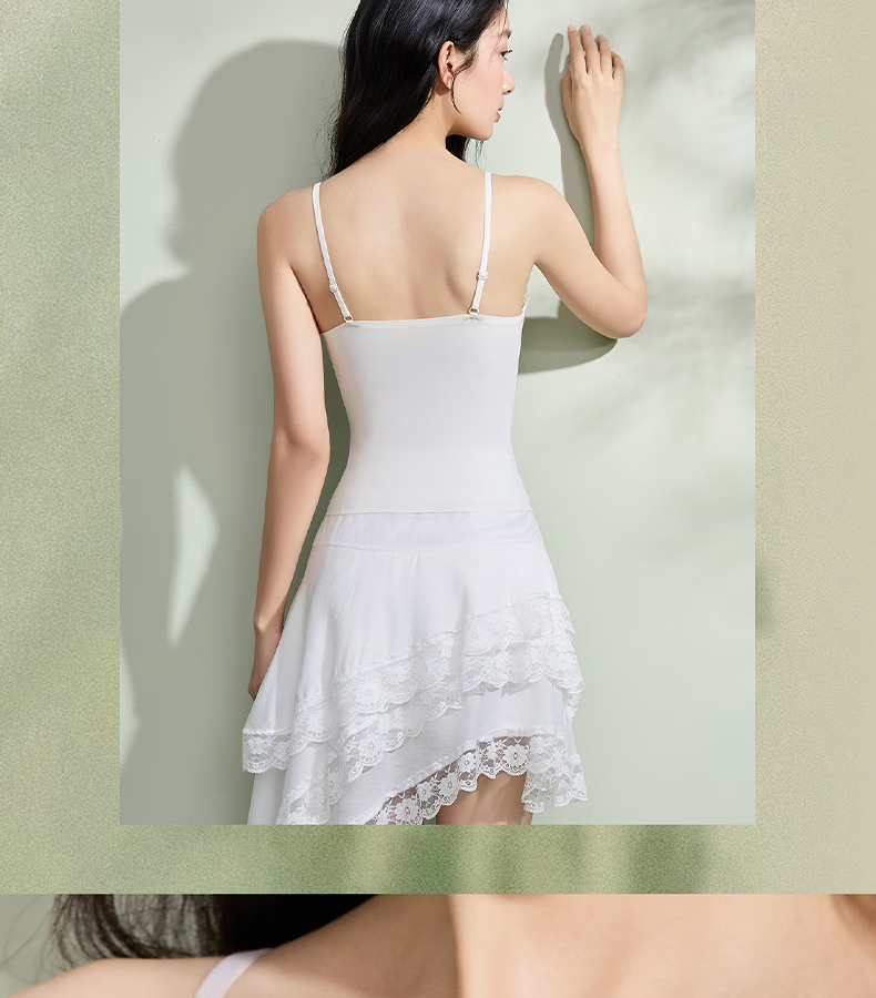 Tingmei Women's Camisole Vest with Built-in Bra Pads, Lift and Support, Tummy Control, High Elasticity, Breathable Bra, Beige XL 12