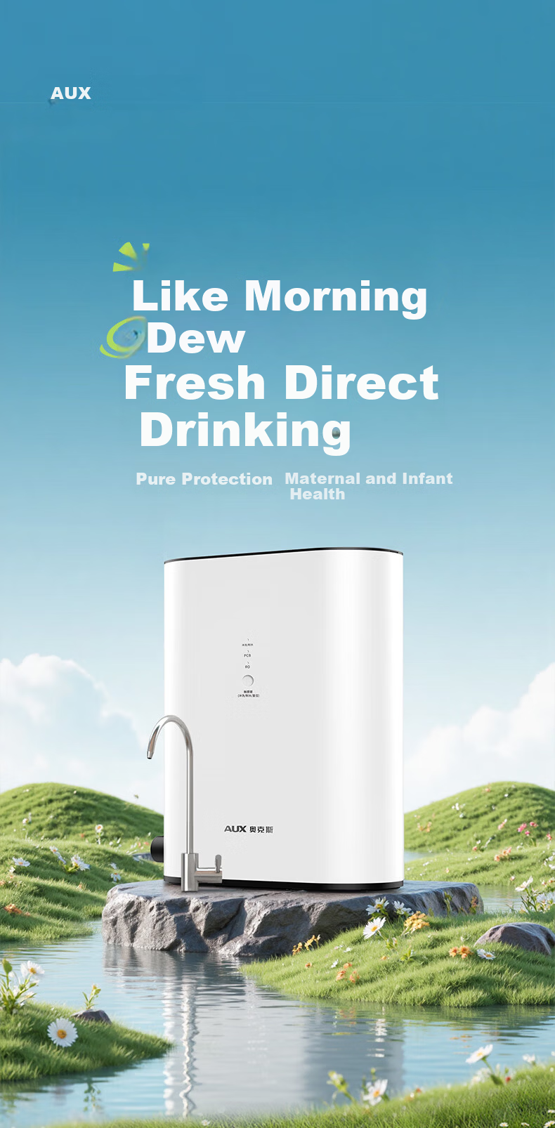 AUX Under-Sink Fresh Water Purifier Household Water Filter 1.66L/min RO Reverse Osmosis Direct Drinking Machine 600G K60 6