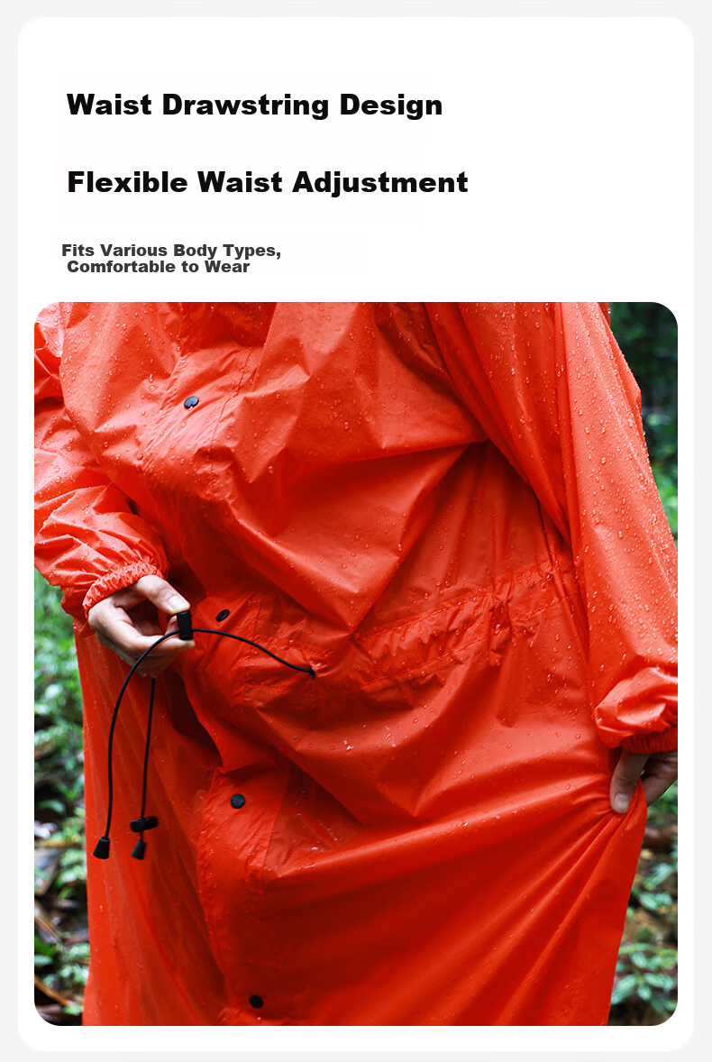 MOBIGARDEN Hiking Sleeved Backpack Raincoat Outdoor Camping Mountaineering Waterproof Ultralight Raincoat NX25690004 Vivid Orange L 3